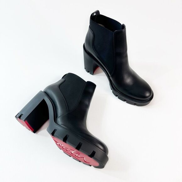 Christian Louboutin NIB Black Ankle Boots with Red Soles - Picture 1 of 16
